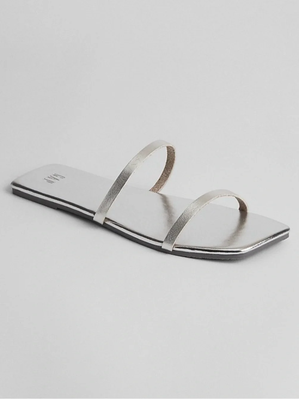 Gap Metallic Silver Double-Strap Slide Sandals
